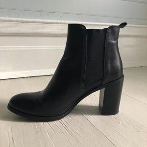 Minelli Black Leather Ankle Boots, Booties Size 41